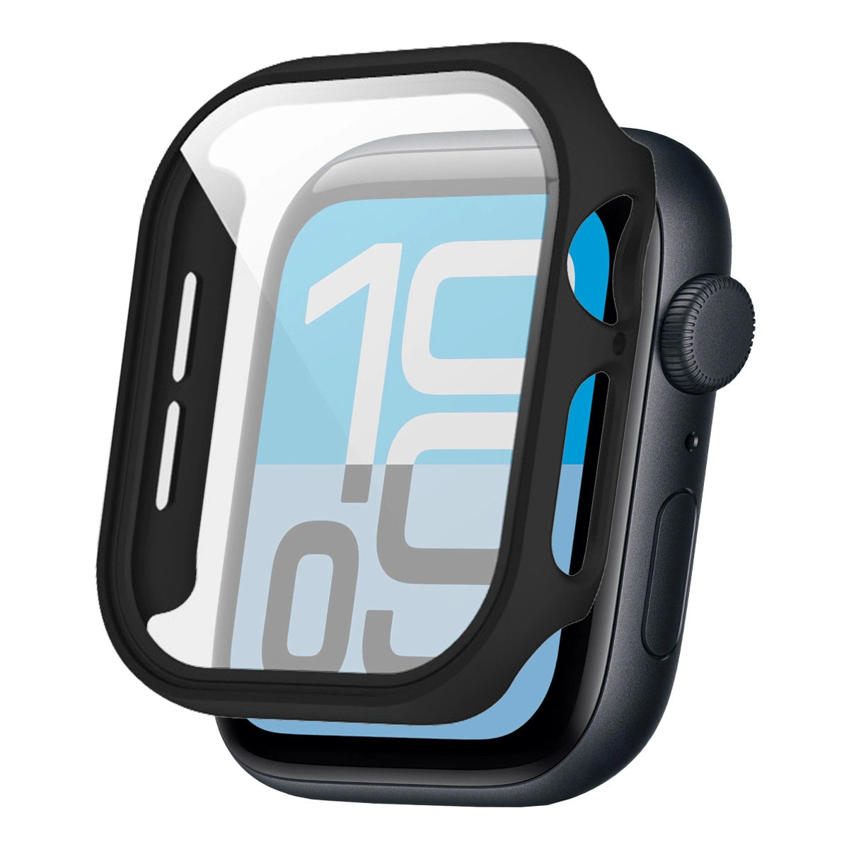 Wizualizacja nakładania etui Bizon Case Watch Adamo do Apple Watch SE 3 / SE 2 / SE / 6 / 5 / 4 (40 mm)